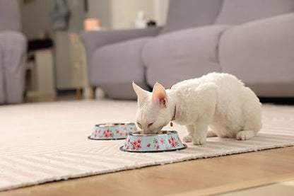 Stainless Steel Dog Bowls, Food and Water Non Slip Anti Skid Stackable Pet Puppy Dishes for Small, Medium and Large Dogs (2 Pack) - color: Sakura, size: 1.5 Cup/12 oz