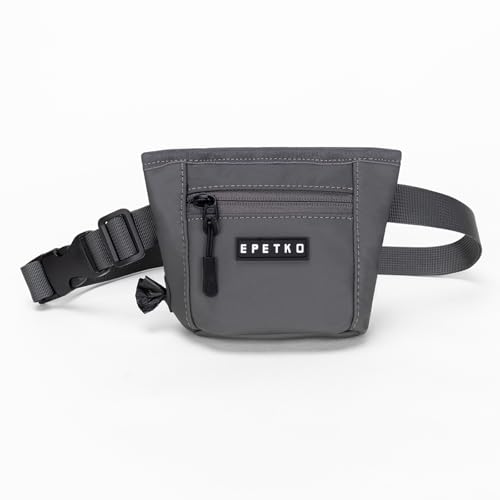 Dog Treat Pouch, Powerful Magnet Closure Device Dog Training Treat Bag Large Capacity Pet Treat Pouch with Poop Bag Dispenser Treat Bag for Dog Training with Metal Waistband Clip (Deep Gray) - color: Deep Gray