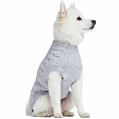 Blueberry Pet Dog Sweater, Christmas Style, Classic Fuzzy Knit Pullover, Heather Grey, 12" Back Length, Small Dog Sweater, Vest, Puppy Clothes,Pajamas,Accessories - color: Heather Grey, Crew-neck, size: 12 inch