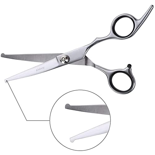 Chibuy Curved dog grooming scissors with Round Tips, Pet Shear for Cats, 4CR Stainless Steel Bending, Professional Tools for Home
