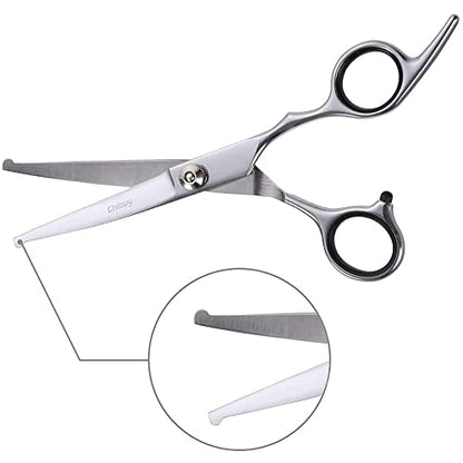 Chibuy Curved dog grooming scissors with Round Tips, Pet Shear for Cats, 4CR Stainless Steel Bending, Professional Tools for Home