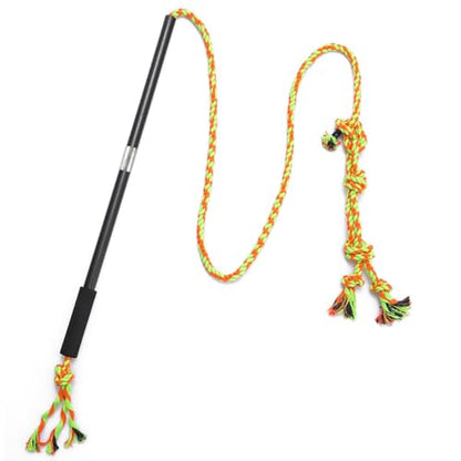 Interactive Flirt Pole Toy for Dogs Chase and Tug of War,Durable Teaser Wand with Pet Fleece Rope Tether Lure Toy to Outdoor Exercise & Training for Small Medium Large Dogs (Black) - color: black
