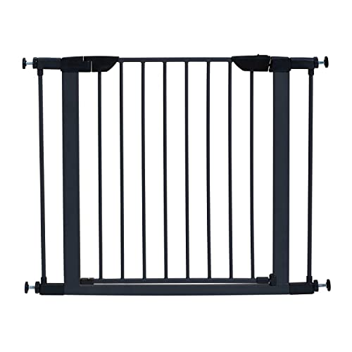 Midwest 29" Steel Walk-Thru Dog Gate, Graphite | Pressure Mounted, Expands 29.5"- 38" Wide, Auto-Close Door, Spring-Loaded Latch, Includes Two 3" Extensions - color: Graphite, size: 29-Inch