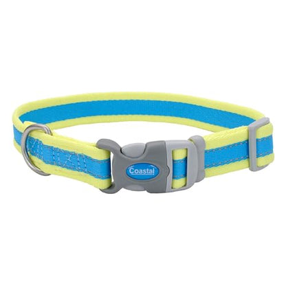 Coastal Pet - Pro - Reflective Adjustable Dog Collar, Aqua with Neon Yellow, 1" x 14-20" - color: Aqua with Neon Yellow, size: 1" x 14-20" (Pack of 1)