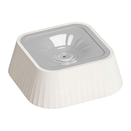Spill Proof Dog Water Bowl 37oz, Large Capacity No Drip Pet Dispenser with Non-Slip Base, Slow Water Bowl for Dogs Puppies Indoor Outdoor Use, 22x22x8cm - color: Gray