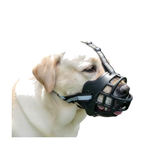 BreatheEZ Dog Muzzle – Soft Silicone Basket Muzzle for Large Dogs, Breathable Humane Fit, Prevents Biting Chewing Barking, Adjustable for Training Grooming Vet Visits - size: Large