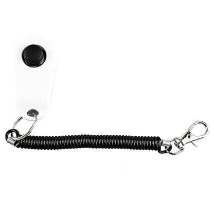 Dog Training Clicker, ABS Material Clicker with Black Long Wrist Strap and Ring, Universal for Dogs and Cats (White) - color: White