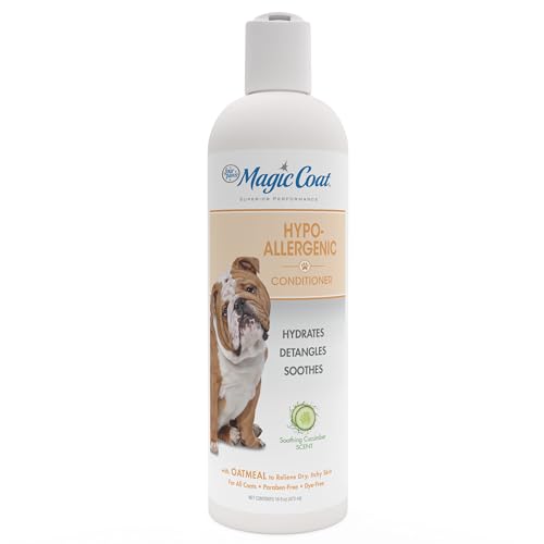 Four Paws Magic Coat Hypoallergenic Oatmeal Conditioner for Dogs, Moisturizing Dog Conditioner for Itchy Dry Skin, Soothing Cucumber Scent, 16 Ounce - size: 16 Ounces (1 Count), style: Hypoallergenic Dog Conditioner