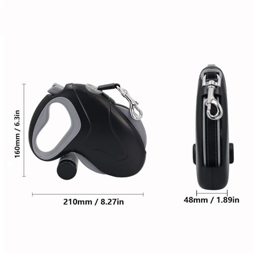 Yoidesu Retractable Dog Leash, Heavy Duty 33ft Retractable Leash with 360 Anti Winding and Stainless Steel Spring, for Large Dogs up to 110lb (Black 10M Reflective Wire)