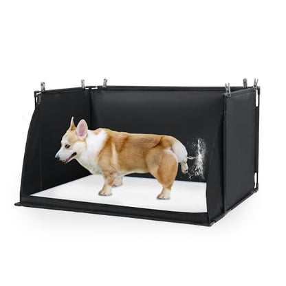 MABOZOO Dog Pee Pad Holder with High Walls, Foldable Dog Litter Box Potty Shields Indoor Potty for Small and Medium Pets, No Spill Pee Pad Holder Tray for Doggy Work (24x24x17.7 in). Patent Pending - size: 18x24x24in