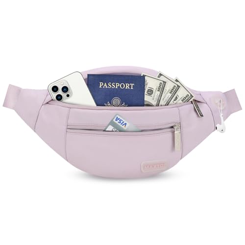 MAXTOP Large Crossbody Fanny Pack with 4-Zipper Pockets,Gifts for Enjoy Sports Festival Workout Traveling Running Casual Hands-Free Wallets Waist Pack Phone Bag Carrying All Phones - color: Lavender Purple, size: Large, style: Large Fanny Pack(4 Zipper Po