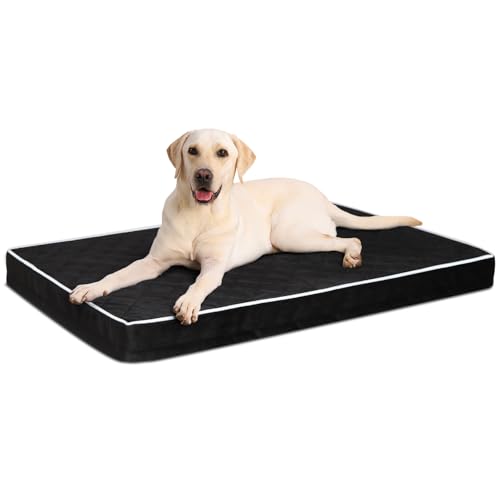 NUPIDA Orthopedic XL Dog Beds Large Sized Dog Waterproof Pet Kennel Pad with Removable Washable Cover and Non-Slip Bottom, 41x27 Inch, Black - color: Black, size: 41.0"L x 27.0"W x 3.5"Th