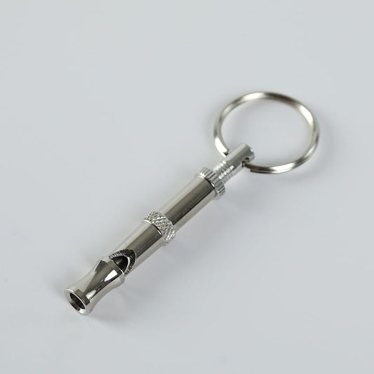 Adjustable Ultrasonic Dog Training Whistle Portable Pet Behavior Guidance Tool with Fine Tone Control in Silver Finish