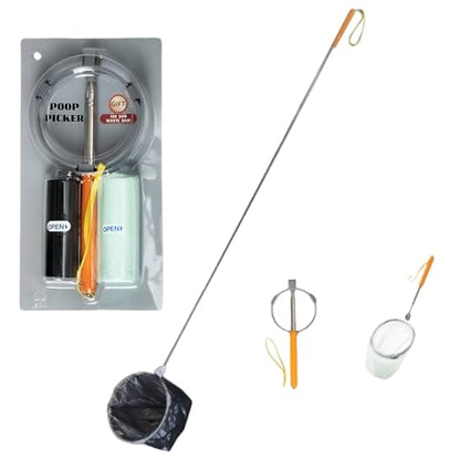 Dog Poop Catcher Telescopic Pooper Scooper with Long Handle Lightweight Portable Foldable Pet Poop Collector for Walking Yard Cleaning Dog Waste Pickup