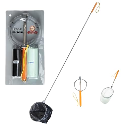 Dog Poop Catcher Telescopic Pooper Scooper with Long Handle Lightweight Portable Foldable Pet Poop Collector for Walking Yard Cleaning Dog Waste Pickup