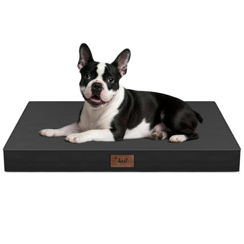 Orthopedic Waterproof Dog Bed for Small Dogs and Cats | Egg Crate Foam for Joint Support, Fits 30x19 Crates, TPU Waterproof Layer, Machine Washable 1680D Oxford Cover, Up to 30 lbs - color: Black, size: 29.0"L x 18.0"W x 3.0"Th