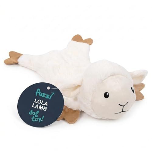 Fuzzl Lola Lamb Crinkle & Squeak Dog Toy – No Mess Minimal Stuffing Plush Puppy Toy – Interactive Soft Dog Squeaky Toy for Small to Medium Dogs – Gentle Sheep Toy for Shaking, Tossing & Cuddling - style: Lola Lamb