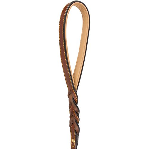 6 Foot Braided Leather Dog Leash with Traffic Handle, Two Handles for Training and Safety, Double Your Control with 2 Locations, Lead for Large and Medium Dogs Brown 6ft x 3/4 Inch - color: Brown