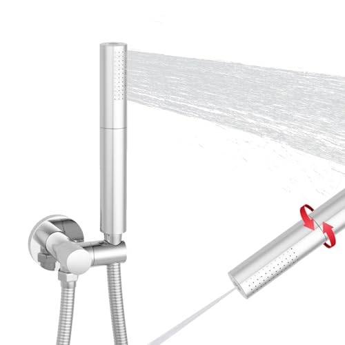 Chrome Handheld Shower Head Brass 2 Function High Pressure Hand Shower Wand 7 Inch High Flow Hand Held Shower Head Sprayer with 59 Inch Hose and Bracket - color: Chrome