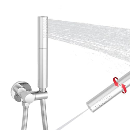 Chrome Handheld Shower Head Brass 2 Function High Pressure Hand Shower Wand 7 Inch High Flow Hand Held Shower Head Sprayer with 59 Inch Hose and Bracket - color: Chrome