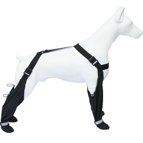 XXL Adjustable Dog Suspender Boots & Hiking Shoes, Waterproof Winter Snow Gear Boots with Anti-Slip Sole, Reflective Snowsuit Design That Helps Stay On for Cold Weather Adventures - color: Black, size: XX-Large