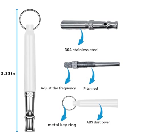 2 Pack Dog Whistle, Dog Whistle to Stop Barking Neighbors Dog, Adjustable Ultrasonic Silent Dog Whistle, Professional Recall Dog Training Whistles with Lanyard (2)