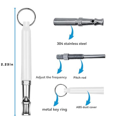 2 Pack Dog Whistle, Dog Whistle to Stop Barking Neighbors Dog, Adjustable Ultrasonic Silent Dog Whistle, Professional Recall Dog Training Whistles with Lanyard (2)