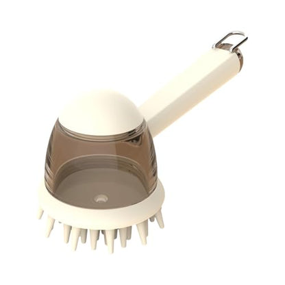 Bristles Dog Bath Brush for Bathing Massage Grooming Tool with Shampoo Dispenser for Efficient Dog Cats Pet Shower Brush for - color: Creamy White