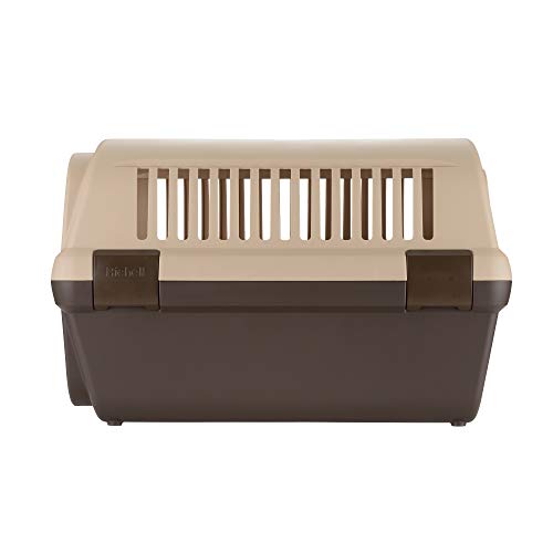 Richell Double Door Pet Carrier Medium, Travel Carrier for Small Dog and cat, up to 17.6 lbs., Soft Tan/Brown (80022) - color: Soft Tan/Brown