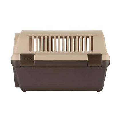 Richell Double Door Pet Carrier Medium, Travel Carrier for Small Dog and cat, up to 17.6 lbs., Soft Tan/Brown (80022) - color: Soft Tan/Brown