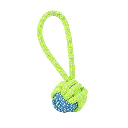 Durable Cotton Rope Dog Toys 7 Piece Set, Tough Chew Knot Balls for Teeth Cleaning, Interactive Tug and Fetch Toys for Small Medium Large Dogs, Indoor Outdoor Play - color: A single loop knot ball