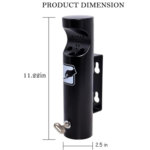 Wall Mounted Outdoor Waste Receptacle, Cendrier Extérieur, Stainless Steel Cylinder Butt Disposal, Commercial Trash Bin Container for Home, Patio, Bar, Commercial Use（Black,2pcs）