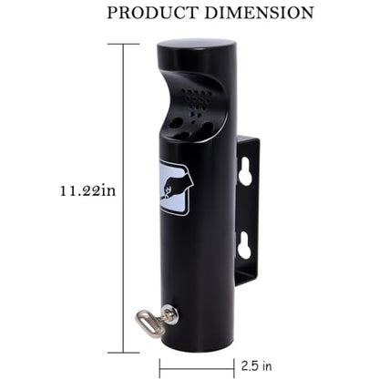 Wall Mounted Outdoor Waste Receptacle, Cendrier Extérieur, Stainless Steel Cylinder Butt Disposal, Commercial Trash Bin Container for Home, Patio, Bar, Commercial Use（Black,2pcs）