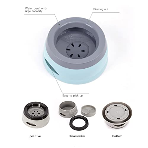 Love Dream No Spill Dog Water Bowl, No Drip Dog Slow Water Feeder No Slip Vehicle Carried Pet Water Dispenser 25 oz with Floating Disk Slow Drinking Bowl for Dogs Cats (Blue) - color: Blue