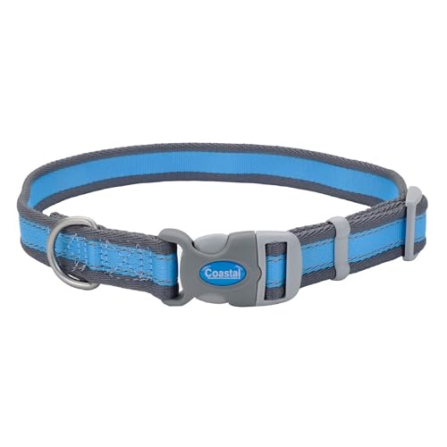 Coastal Pet - Pro - Reflective Adjustable Dog Collar, Bright Blue with Grey, 1" x 14-20"