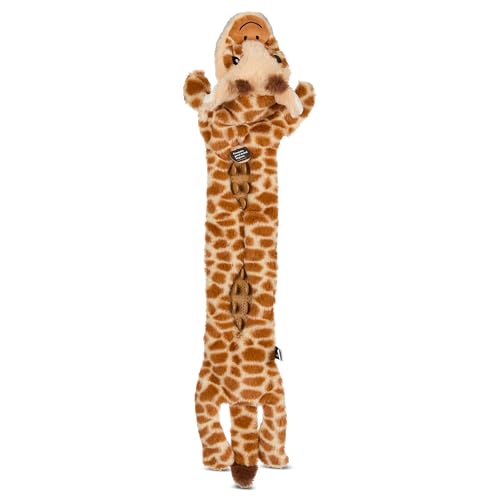 Smithsonian Longamals Giraffe Plush Dog Toy – 30" Crinkle & Squeaky, Stuffing-Free Interactive Tug Toy for Medium & Large Dogs - color: Giraffe, size: 30"