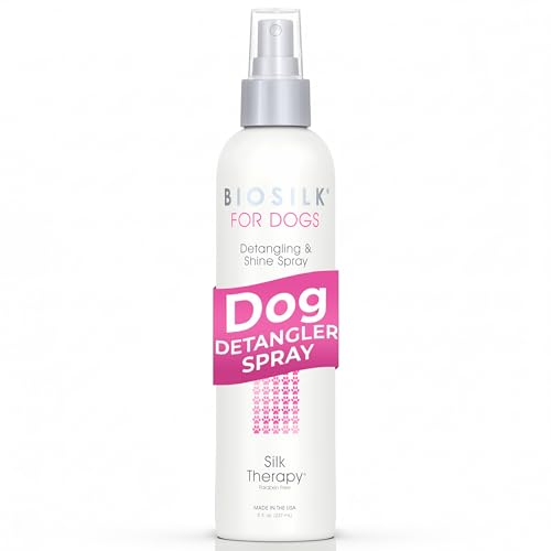 BioSilk for Dogs Silk Therapy Detangling and Shine Protecting Spray, pH Balanced Leave-In Mist with Silk and Vitamins for Dematting, Paraben-Free, All Coats and Breeds, 8 Fl Oz - size: 8 Fl Oz (Pack of 1)