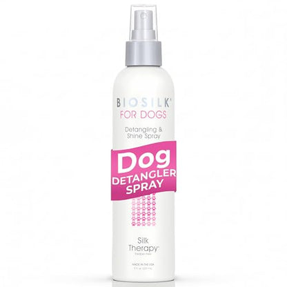 BioSilk for Dogs Silk Therapy Detangling and Shine Protecting Spray, pH Balanced Leave-In Mist with Silk and Vitamins for Dematting, Paraben-Free, All Coats and Breeds, 8 Fl Oz - size: 8 Fl Oz (Pack of 1)