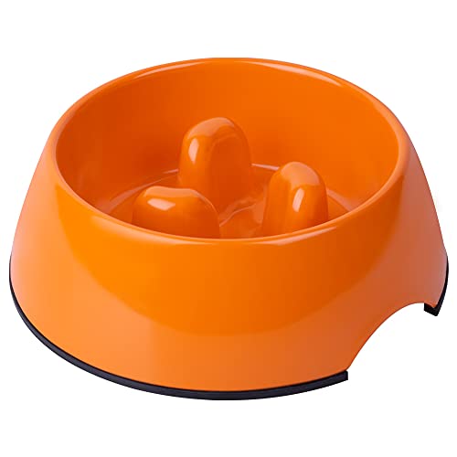 Super Design Slow Feeder Dog Bowl, 1 Cup, Nonslip, Heat-Resistant, Sturdy, Suitable for Small to Medium Sized Dogs Orange S - color: Orange, size: S