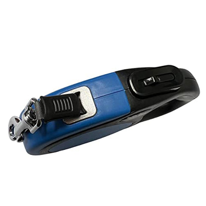My Bestie - Retractable Dog Leash w/Anti-Slip Handle 360° Tangle-Free | 16 ft. Strong Nylon Tape | One-Handed Brake, Pause, Lock, Heavy Duty Pet Leash for X-Small/Small/Medium up to 44 lbs-Blue/Black