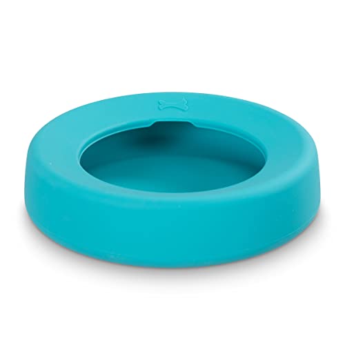 Messy Mutts Silicone Non-Spill Bowl | Dog or Cat Travel Necessity | Splash Less Food/Water Bowl for Pets | Slobber Stopper Water Bowl | 5.25 Cups (Blue) - color: Blue