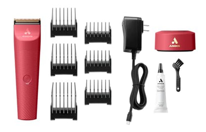 Andis 79125 Vida 5-in-1 Cordless Adjustable Blade Pet Hair Clipper, 11-Piece Kit, Non-Slip Design, Slim Profile, Versitile Fit, Grooming, Raspberry - color: Raspberry