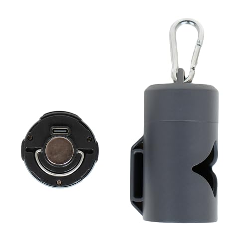 Lumi Dog Waste Bag Holder with LED Flashlight, Hands-Free Dog Walking Accessory with Carabiner Clip & Bags - Perfect for Camping and Lighting Your Path (BLACK) - color: Black
