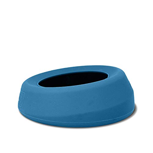 Kurgo Splash Free Wander Dog Water Bowl - Anti-Splash Rim - Travel Friendly - Food Grade Silicone - Compact Wedge Shape - Dishwasher-Safe Bowl - 24 oz - Coastal Blue