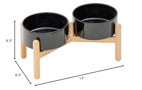Havniva 6.1inch Ceramic Raised Dog Bowl with Stand, Double Dog Bowls Elevated for Small and Medium Breed Dog Food and Water Bowl Set Non-Slip Dog Dish Large Capacity Feeding Pet Water Bowl - color: 2 Bowls+Stand - Starry Sky, size: 6.1inch