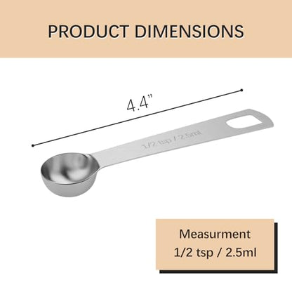 1PCS 1/2tsp (1/6tbsp, 2.5ml) Single Measuring Spoon, Stainless Steel Individual Teaspoons Only - size: 1/2 tsp | 1/6 tbsp | 2.5 ml | 2.5 cc | 1/12 oz