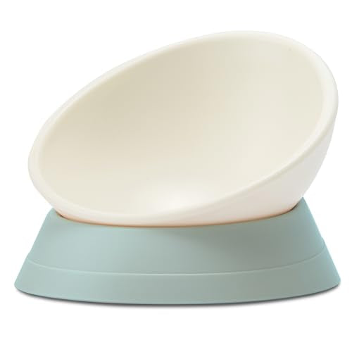 DZXZY French Bulldog Food Bowl, Slanted Tilted Pug Dog Bowl,Non-Slip Pet Feeder for Frenchie, Shih Tzu, Flat Faced Small Dogs, Puppies,Cat(Green, M -2 Cup) - color: Green, size: M -2 Cup