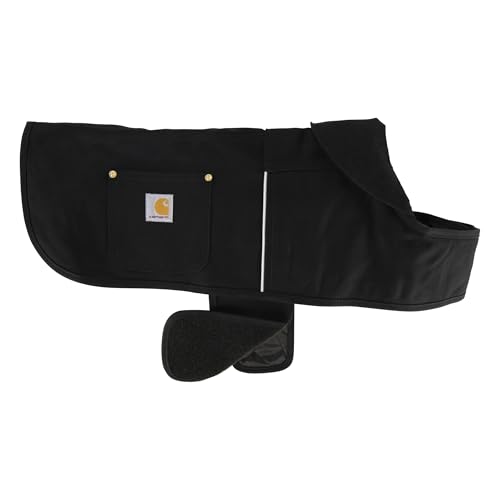 Carhartt Firm Duck Dog Chore Coat, Insulated Weather Resistant Jacket for Cold and Windy Conditions, Black, Large - color: Black (Reflective Piping), size: Large