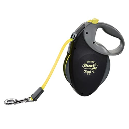 FLEXI Giant Tape Retractable Dog Leash for Extra Large Dogs 110 lbs.+ – 26 ft., Black Neon | Tangle Free Pet Walking Leash with One-Handed Brake, Pause, Lock | German Quality Product - size: Extra Large - 26 ft