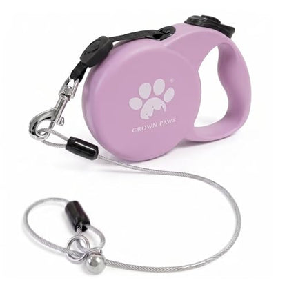 Chew Proof Retractable Dog Leash for Medium Dogs up to 44lbs, 16ft Heavy Duty Dog Lead with Anti-Chewing Steel Wire Rope, Tangle-Free, One-Hand Brake & Lock, Pink M - color: Pink, size: Medium